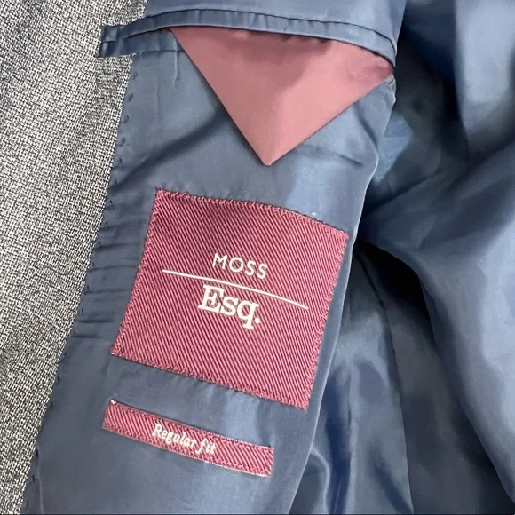 NWOT Moss Bros. Esq. Regular Fit Blue Speckle Suit Jacket Blazer Size EU 66